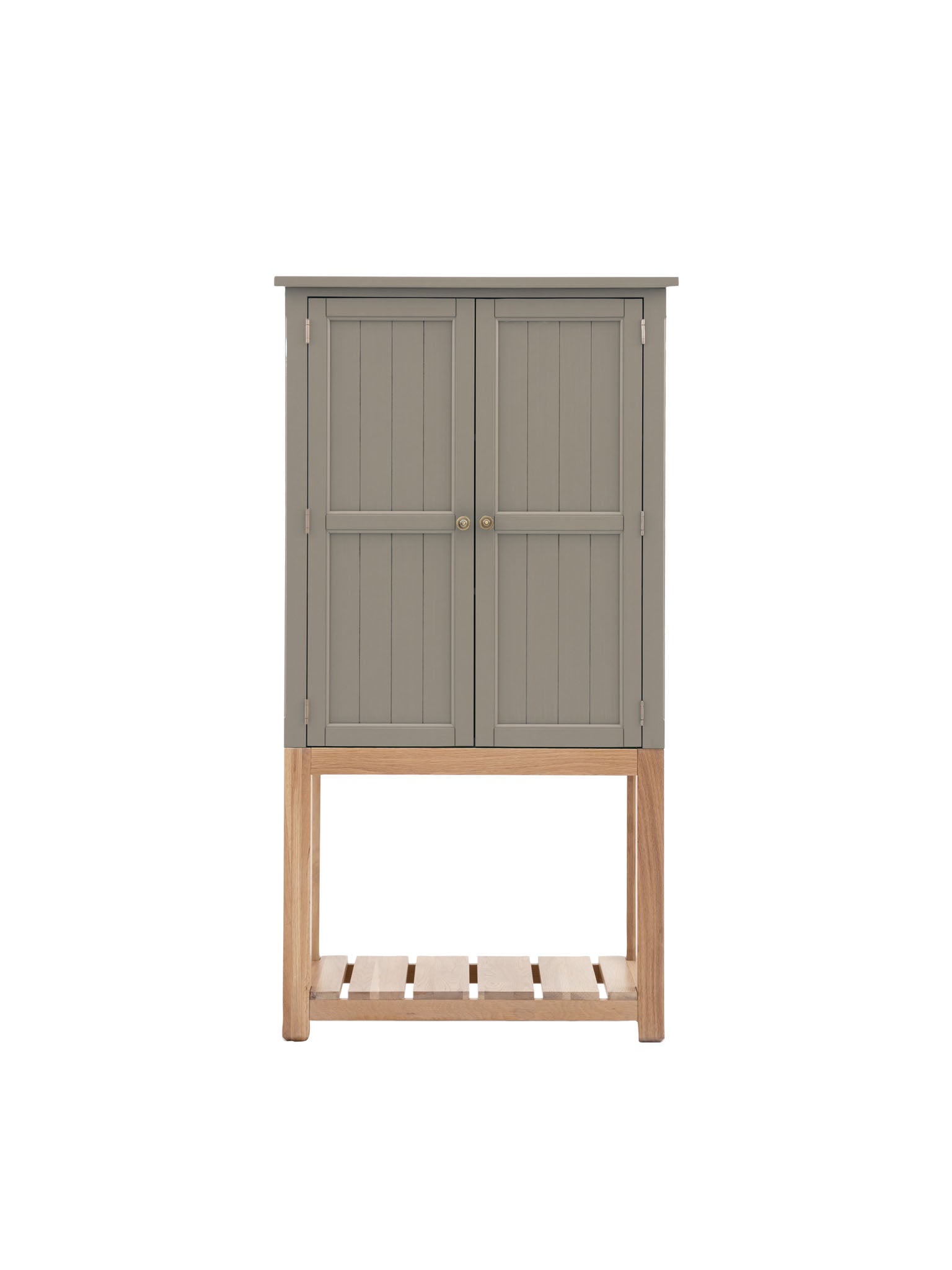 Farmhouse style oak painted cabinet in prairie