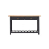 Farmhouse oak top console table painted in meteor