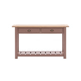 Farmhouse oak top console table painted in clay