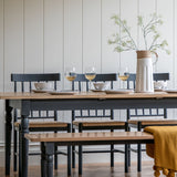 Farmhouse Extending Oak Top Dining Table painted in meteor