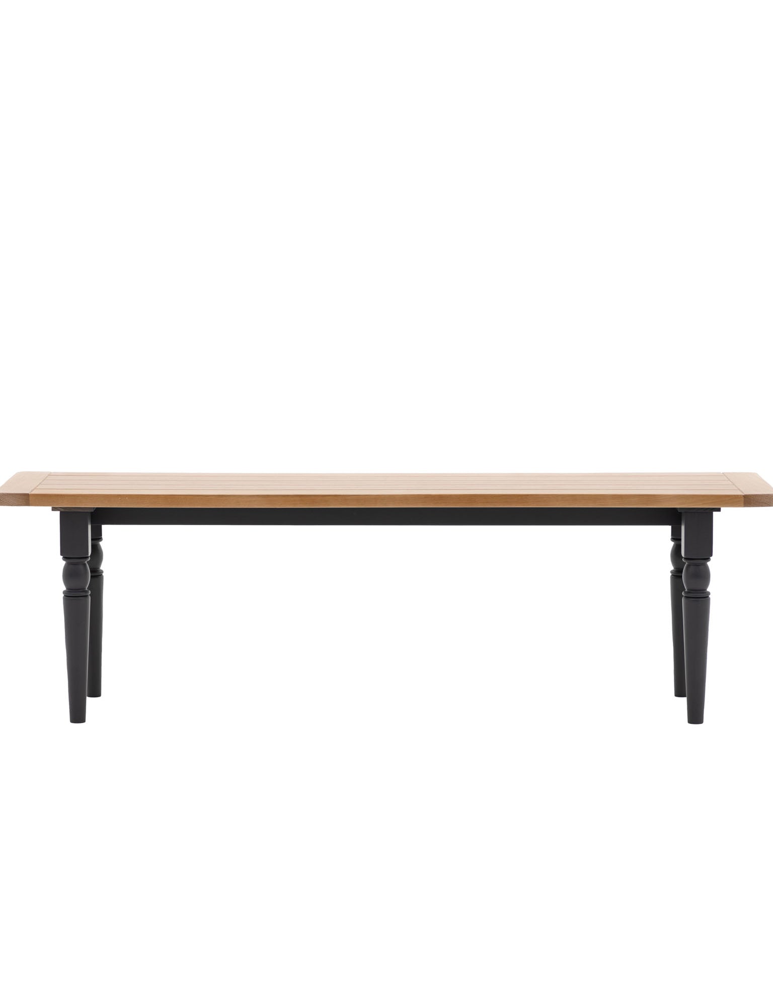 Farmhouse style Oak top Dining Bench painted in meteor