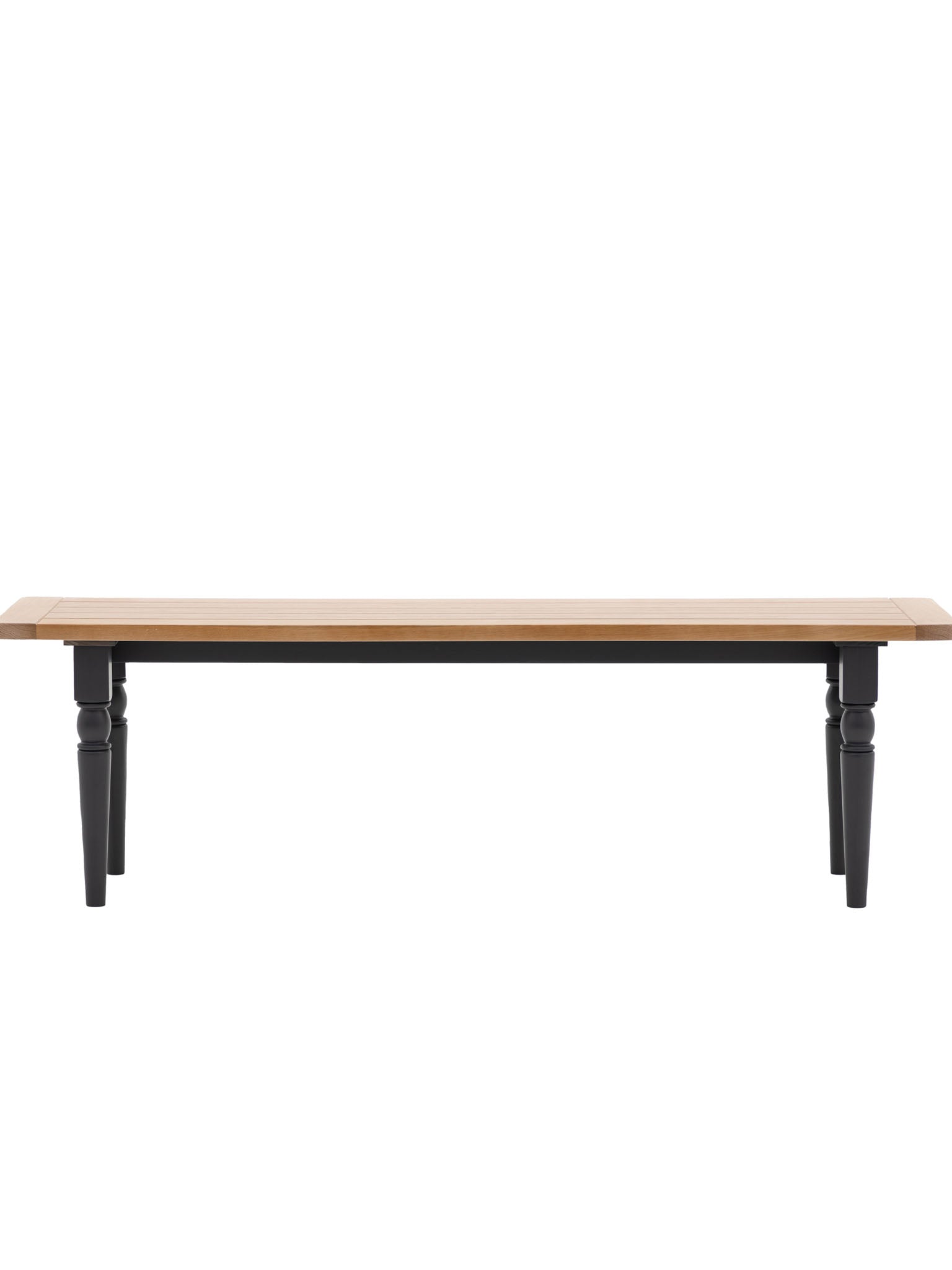 Farmhouse style Oak top Dining Bench painted in meteor