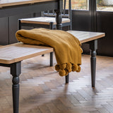 Farmhouse style Oak top Dining Bench painted in meteor