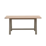 Farmhouse Oak Top Trestle table painted in olive