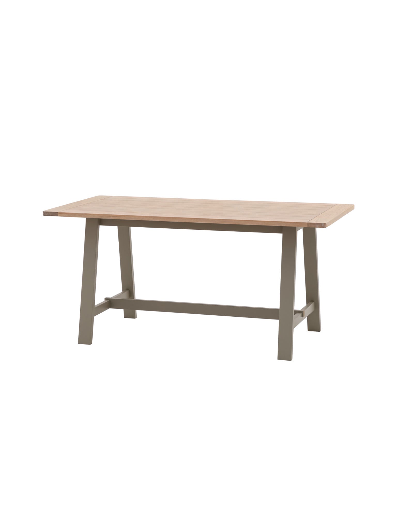 Farmhouse Oak Top Trestle table painted in olive