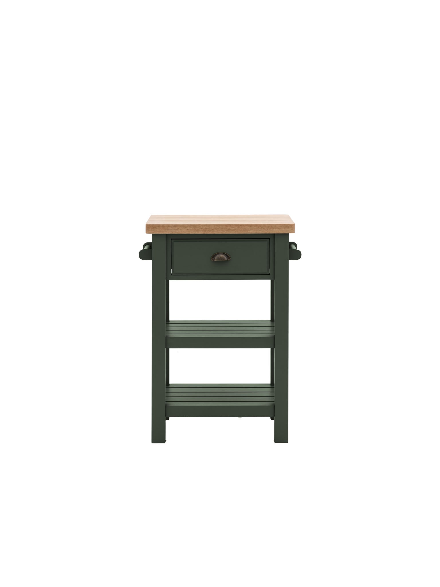 Farmhouse oak top butchers block painted in moss