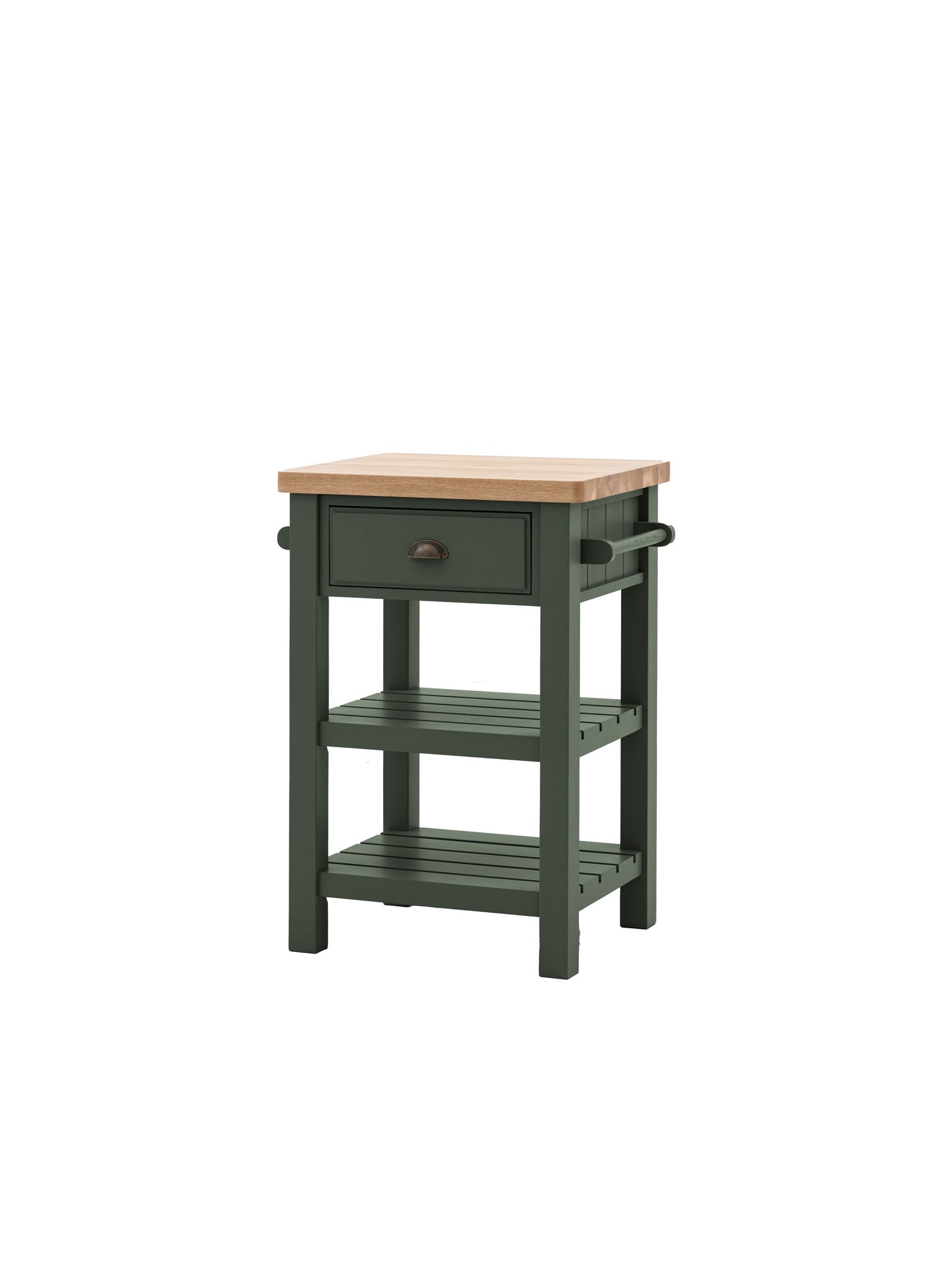 Farmhouse oak top butchers block painted in moss