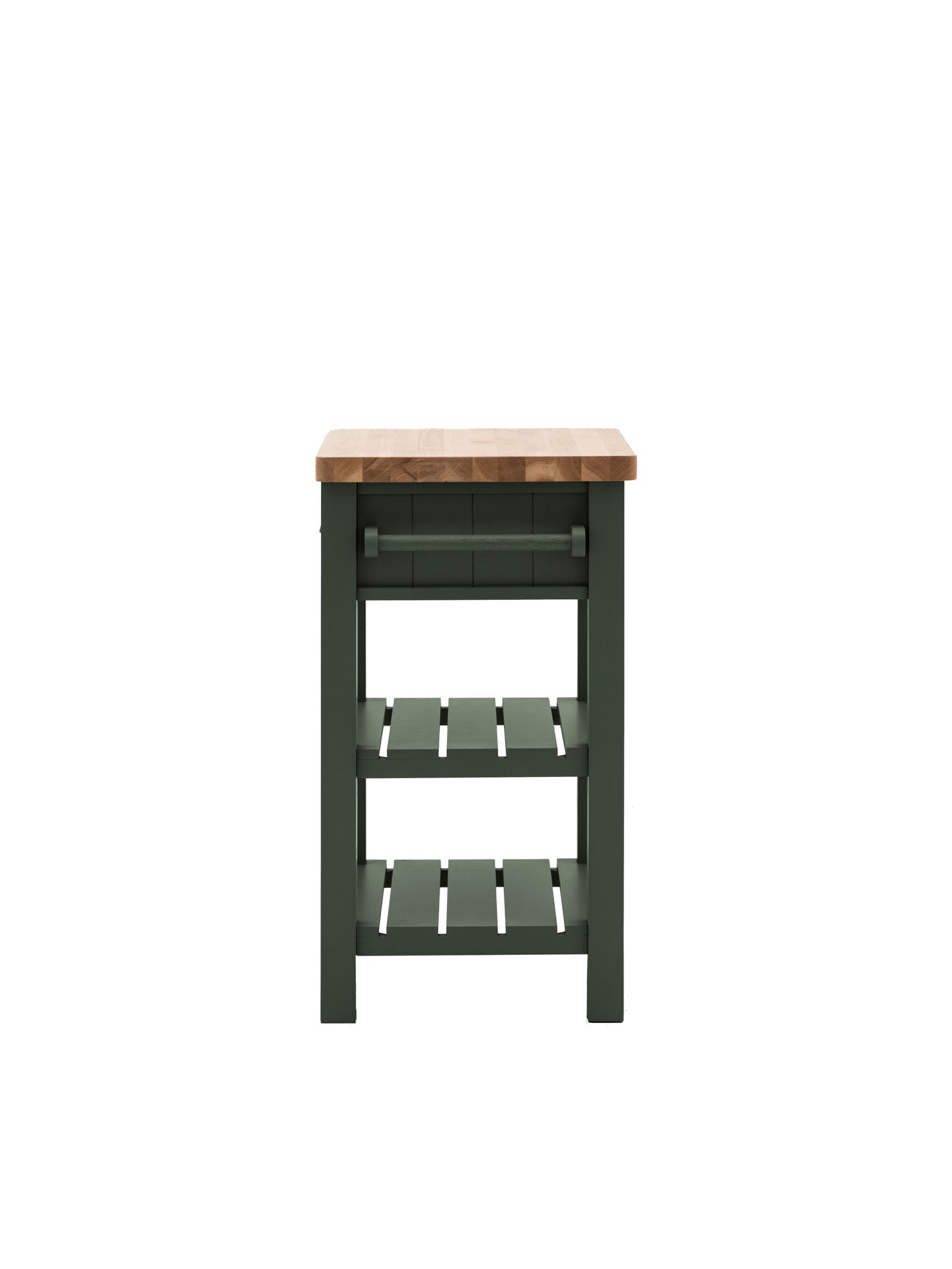 Farmhouse oak top butchers block painted in moss
