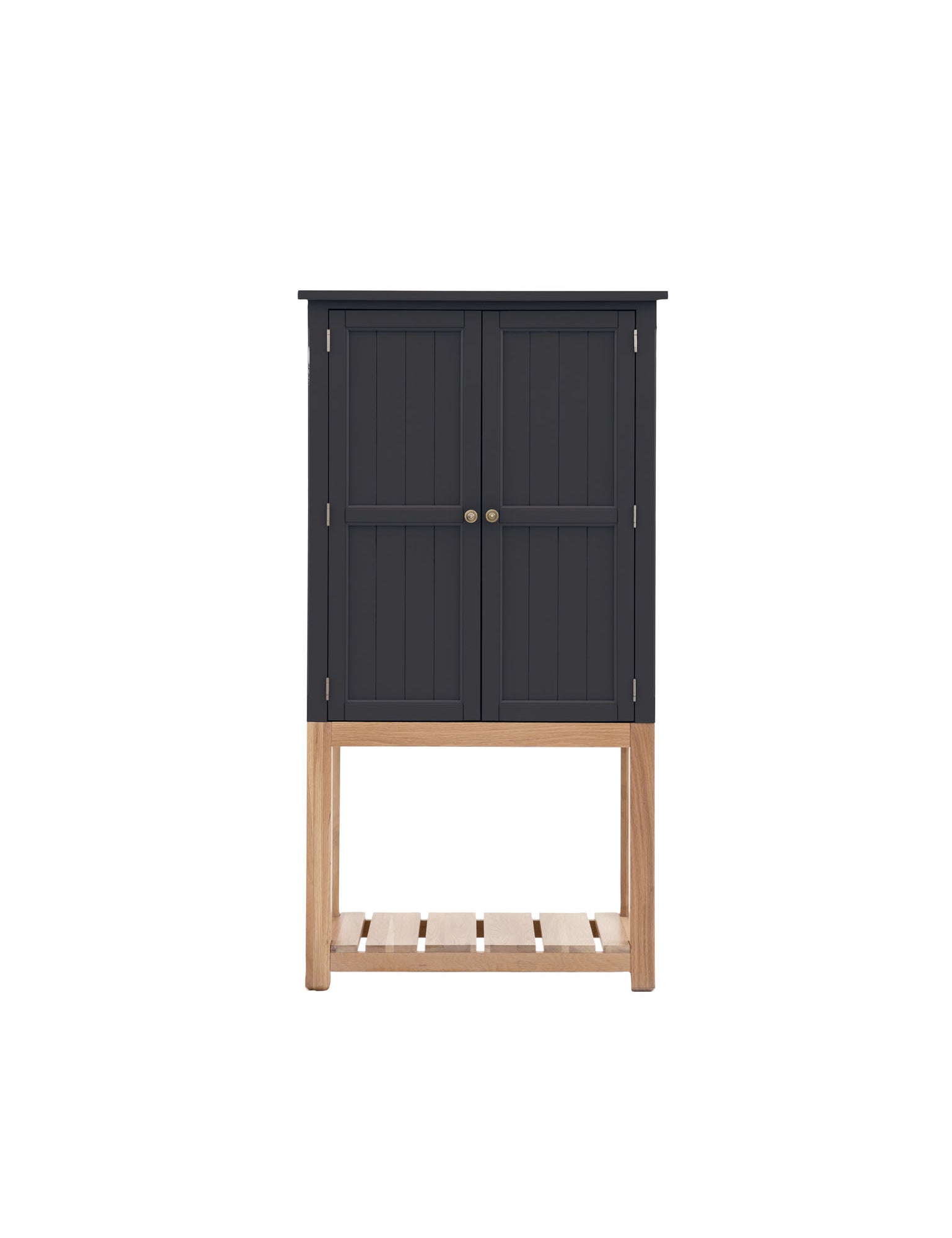 Farmhouse style oak cupboard painted in meteor