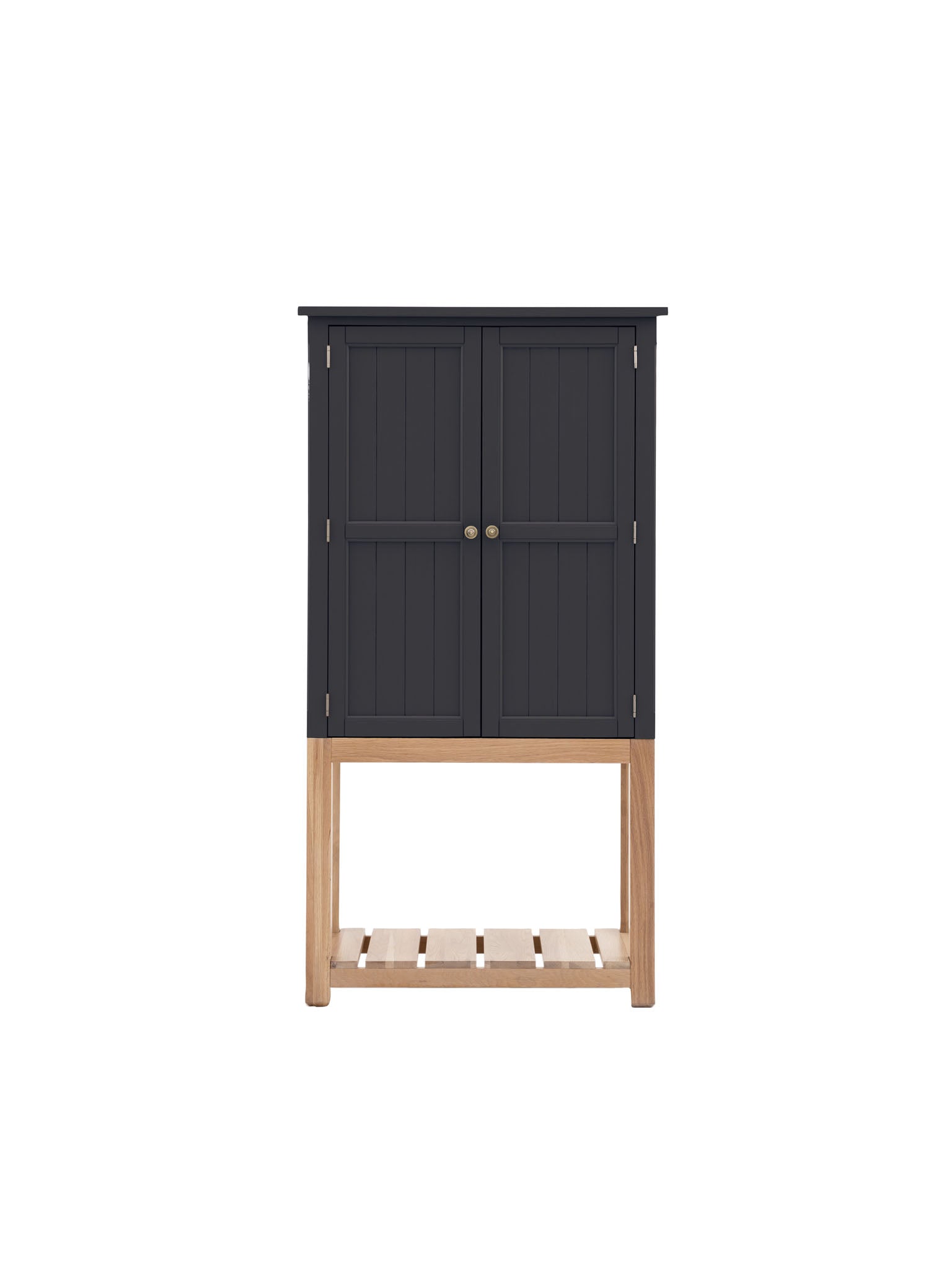 Farmhouse style oak cupboard painted in meteor
