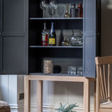 Farmhouse style oak cupboard painted in meteor