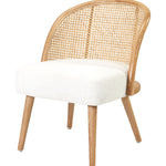white boucle cane chair
