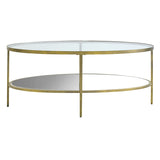 champagne colour, oval glass coffee table