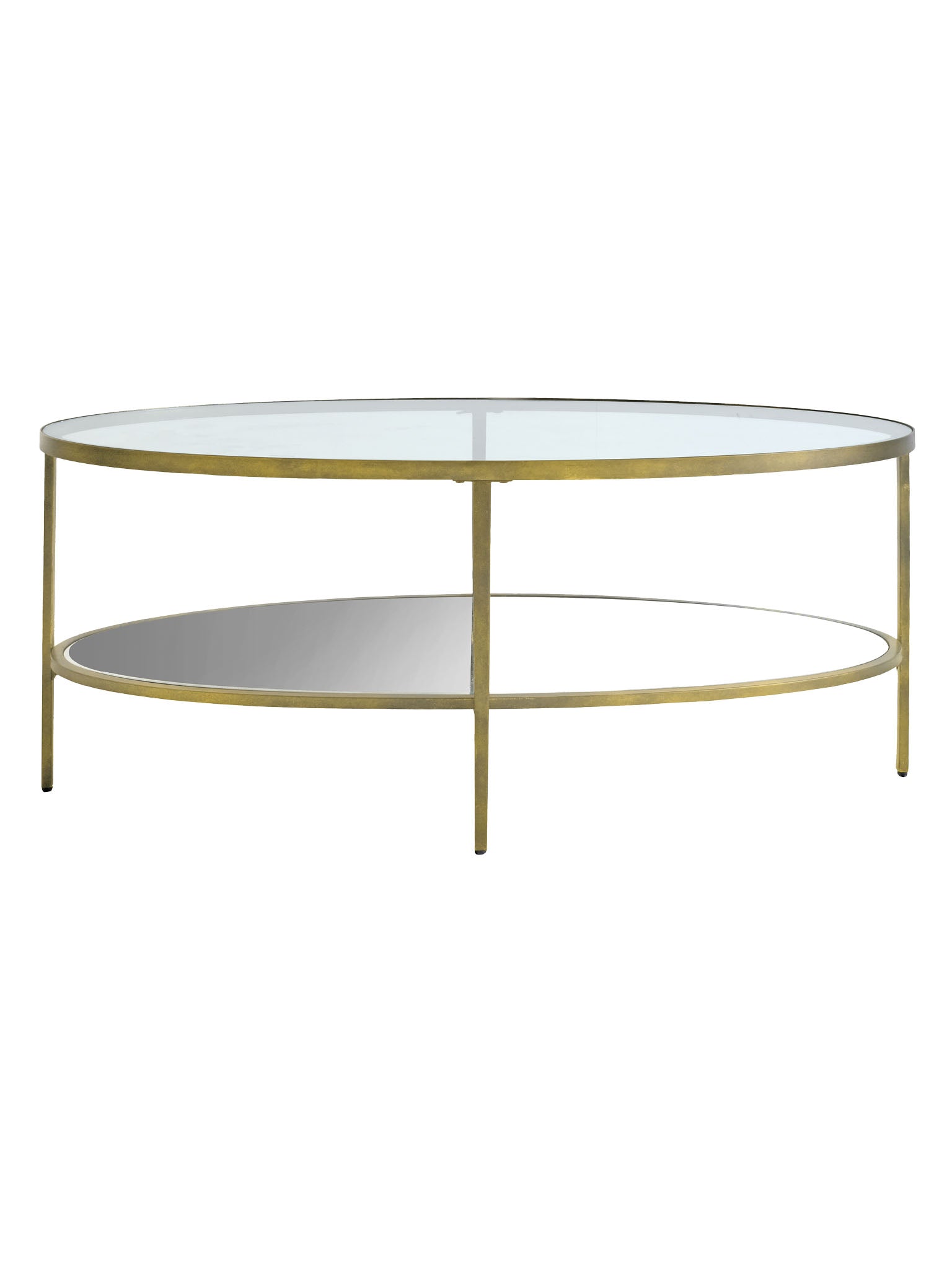 champagne colour, oval glass coffee table
