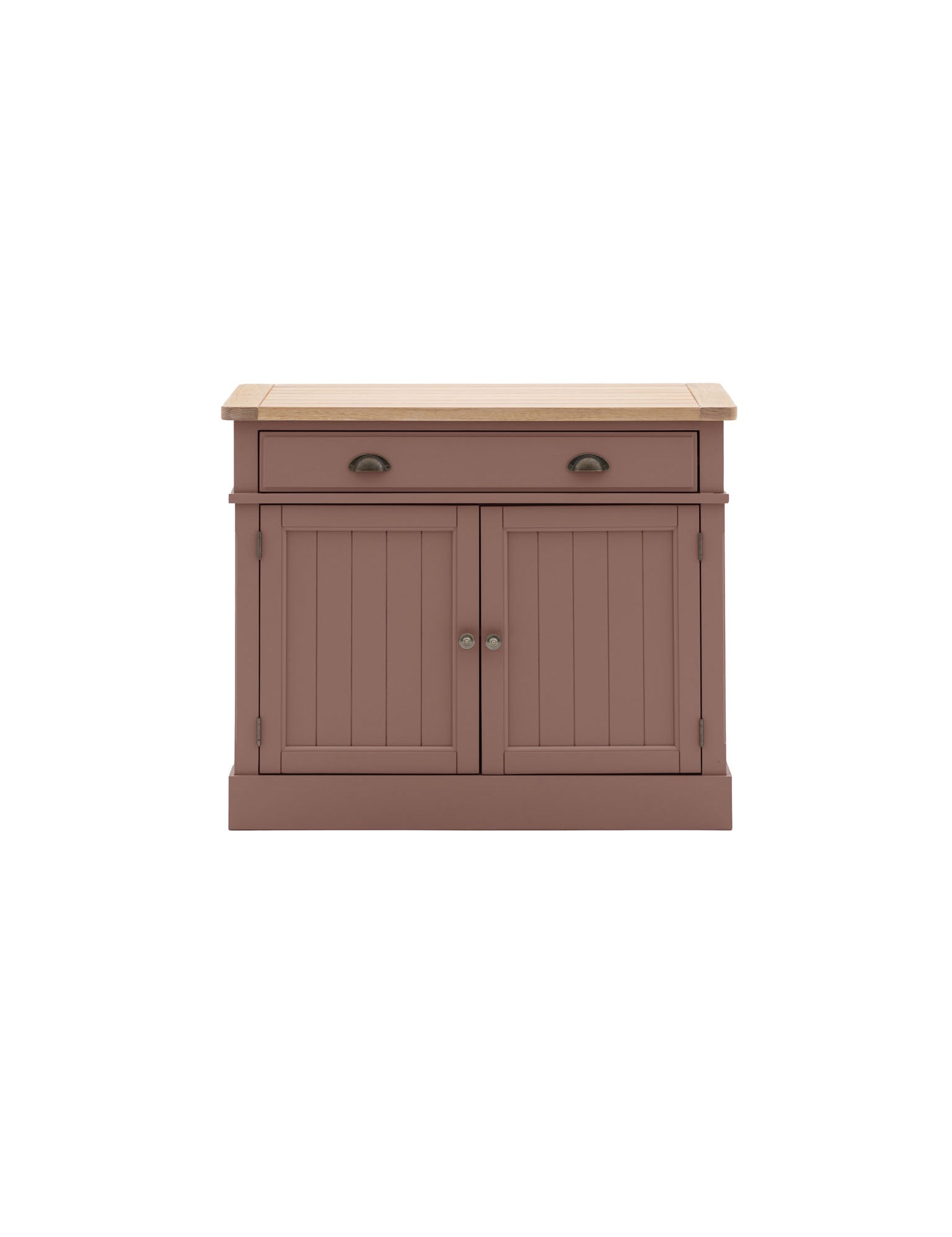 farmhouse style, oak top, 2 door sideboard painted in clay