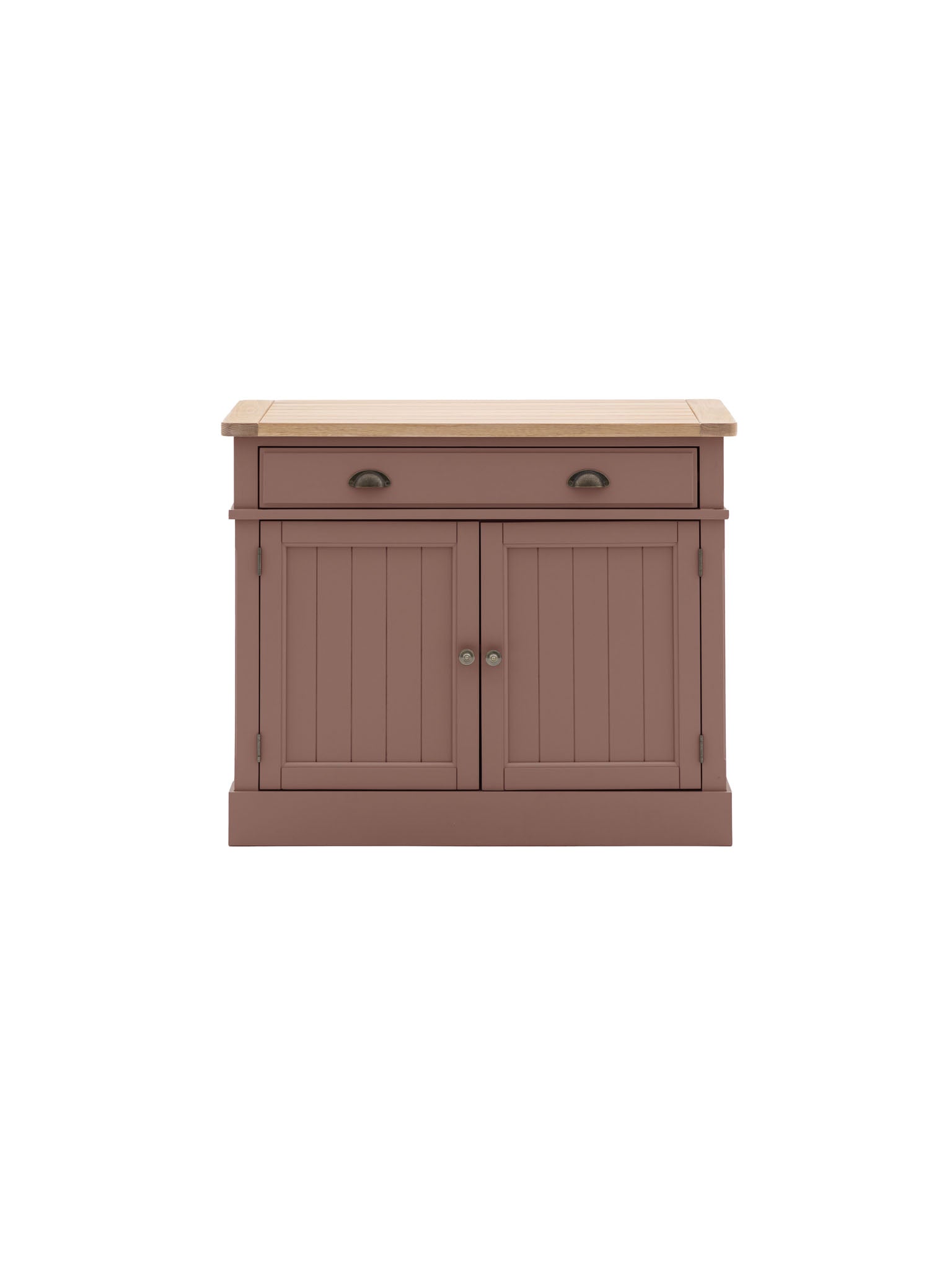 farmhouse style, oak top, 2 door sideboard painted in clay