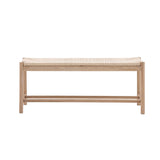 farmhouse style oak and rope bench