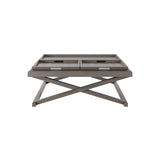 Wooden oak coffee table with 3 trays