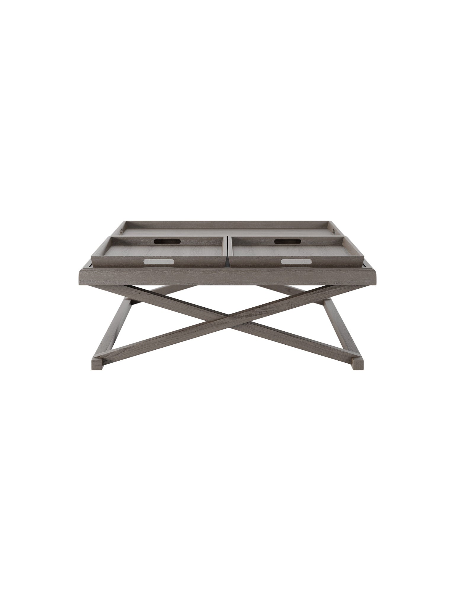 Wooden oak coffee table with 3 trays