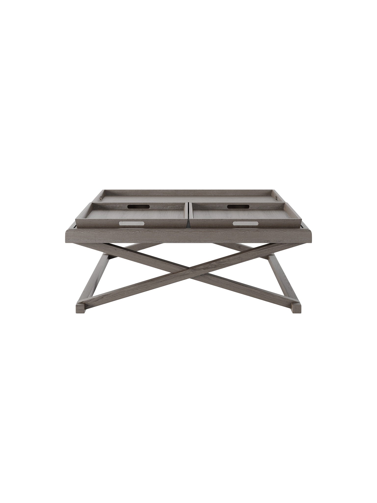 Wooden oak coffee table with 3 trays