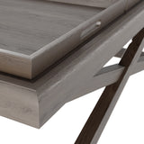 Wooden oak coffee table with 3 trays