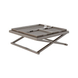 Wooden oak coffee table with 3 trays