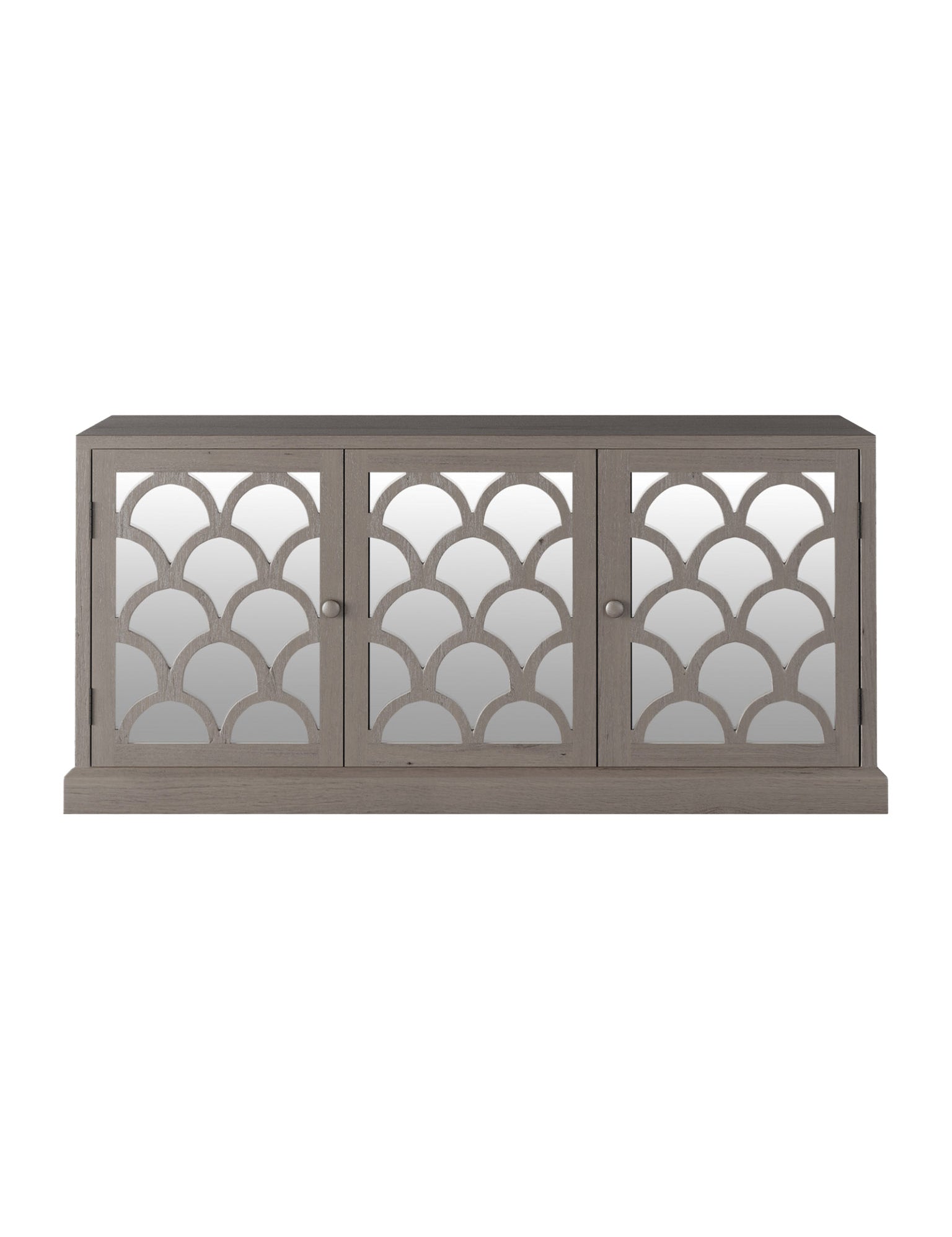 Wooden oak 3 door sideboard with mirrored glass