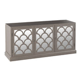 Wooden oak 3 door sideboard with mirrored glass