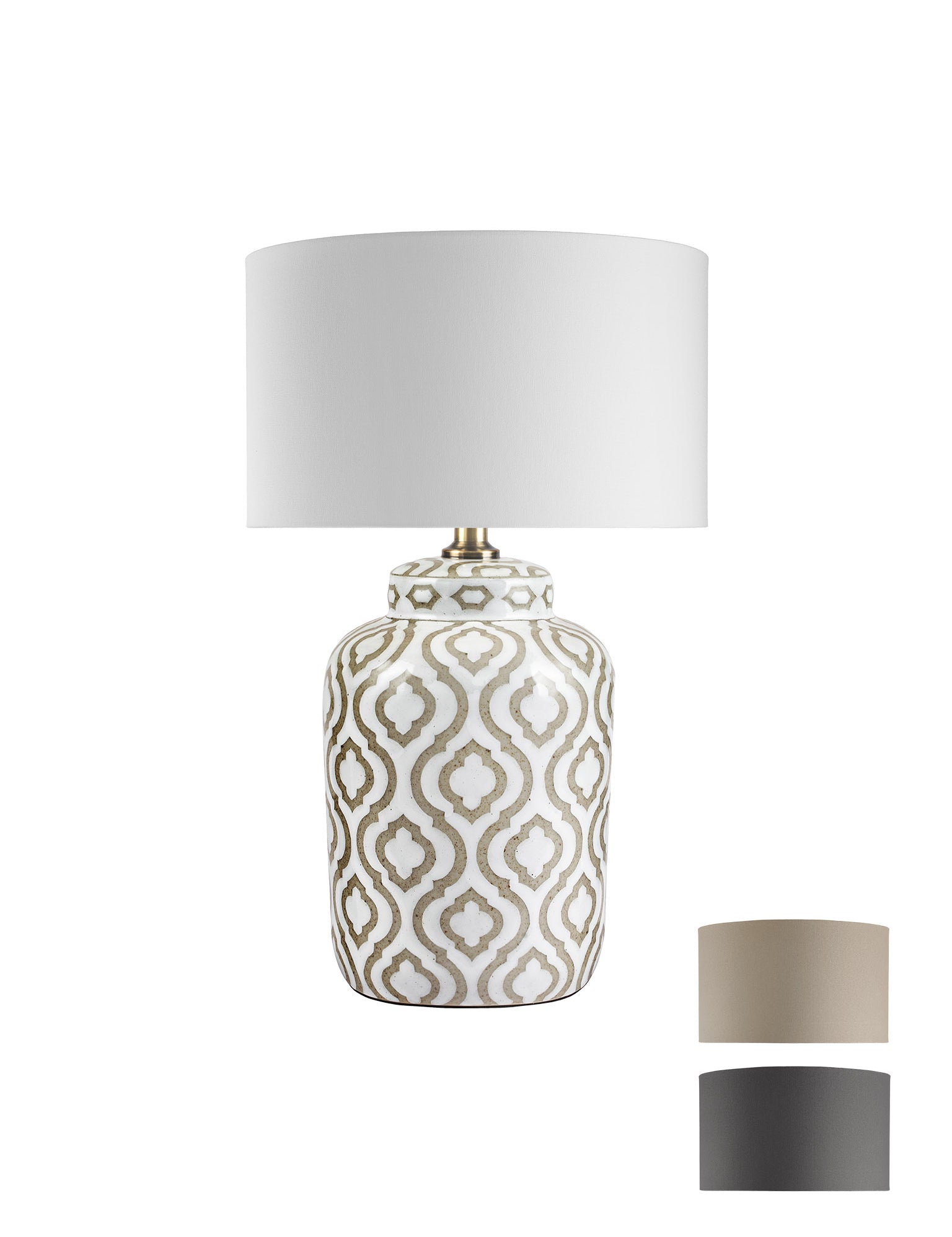 Morrocan inspired white and taupe table lights
