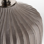 large ceramic brown table lamp with white cotton drum shade