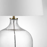 glass bubble lamp with white taper shade