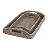 Grey Rattan Tray with handles