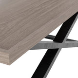 Rectangular wooden coffee table with black metal legs