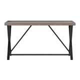 Wooden console table with black metal legs