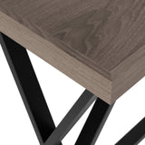 Wooden console table with black metal legs