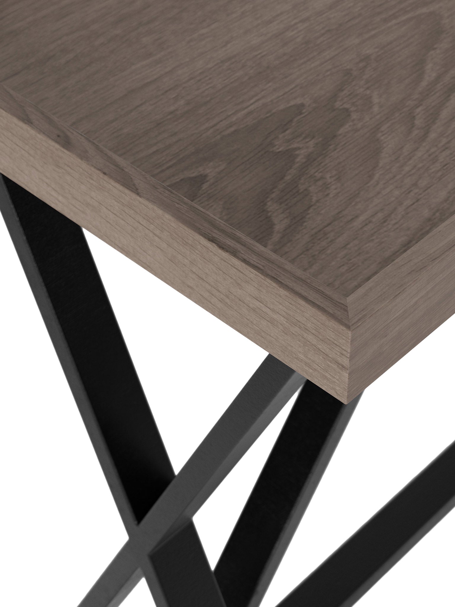 Wooden console table with black metal legs