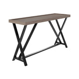 Wooden console table with black metal legs