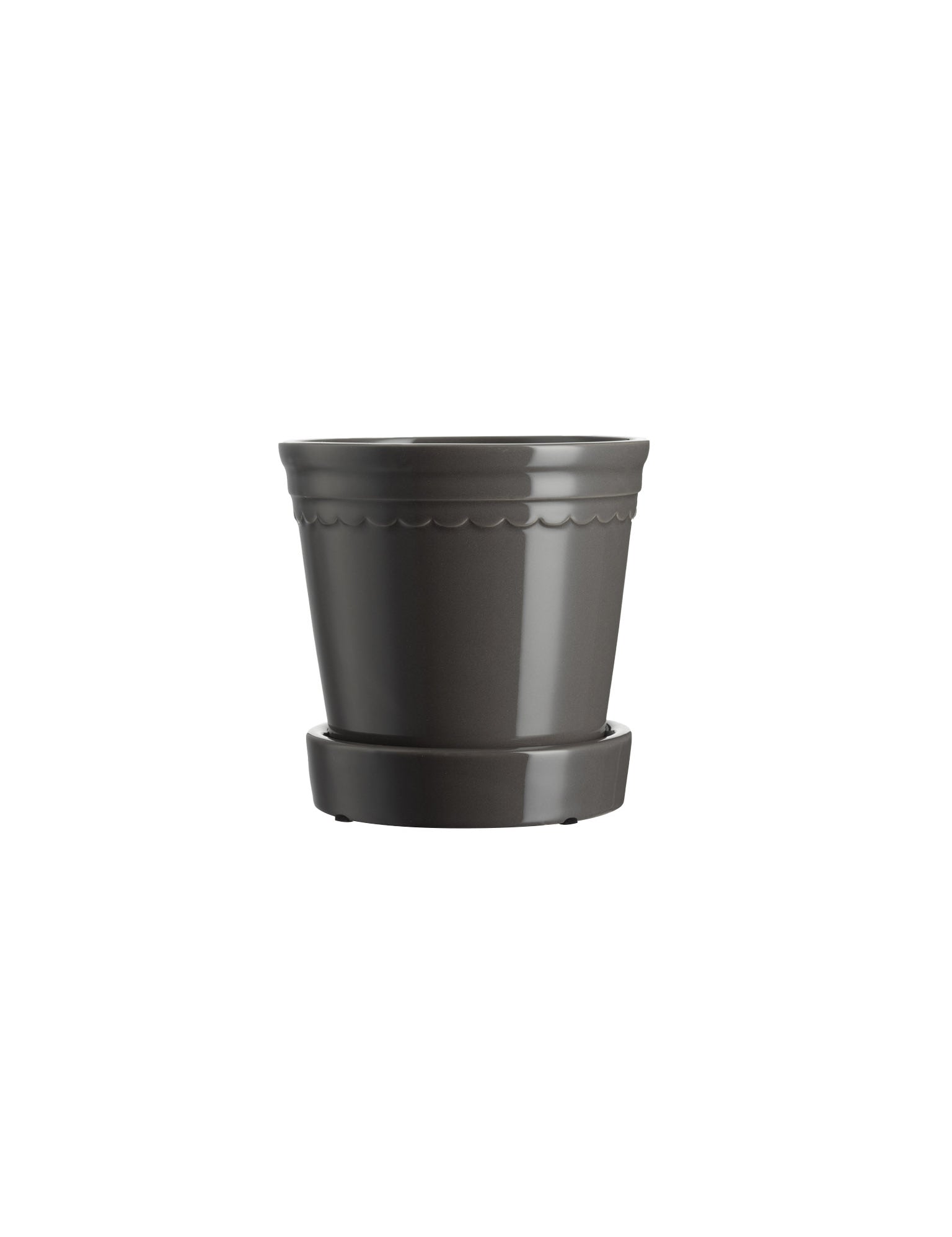 Scalloped Plant Pot Small - Charcoal