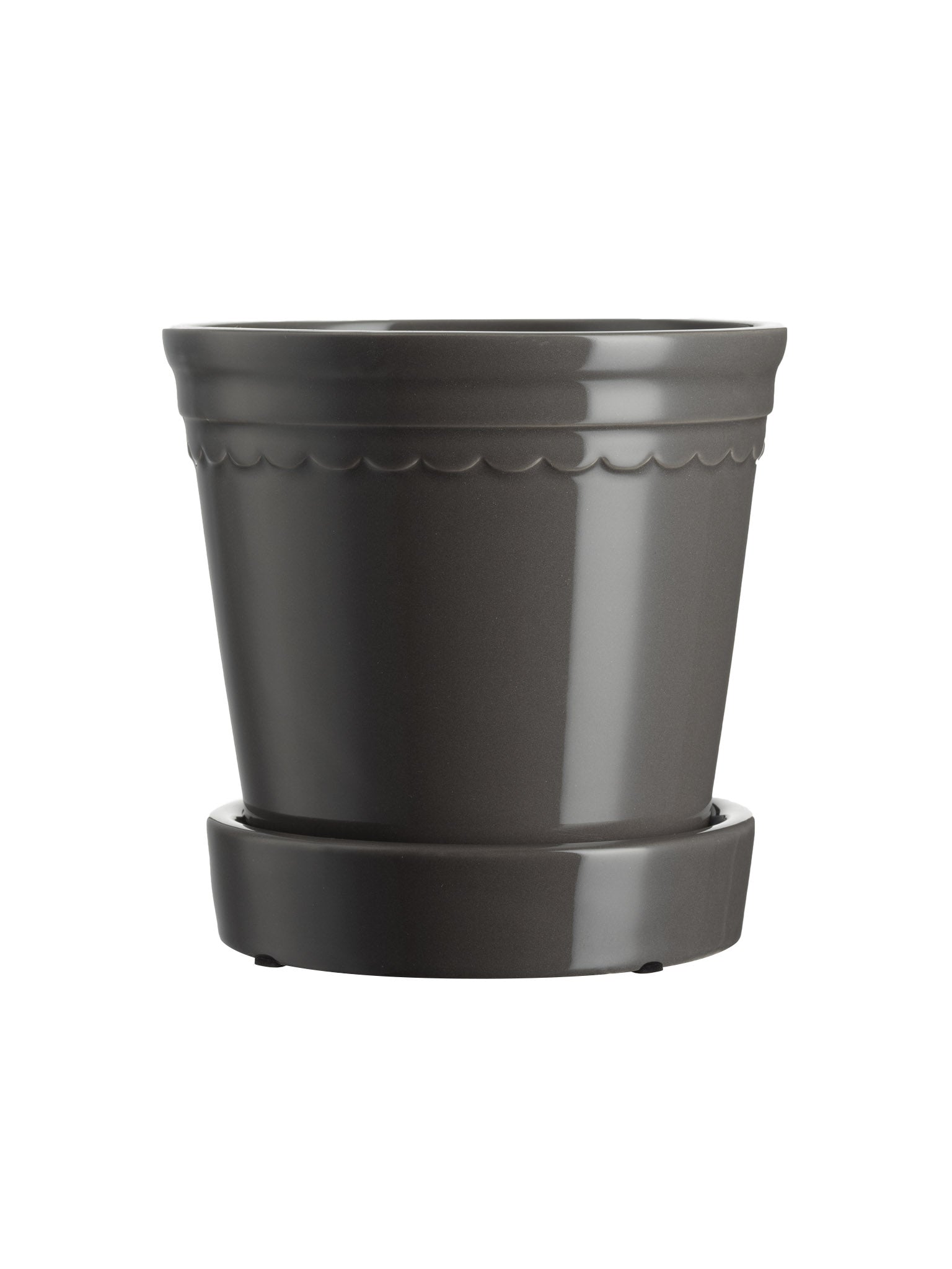 Scalloped Plant Pot Small - Charcoal