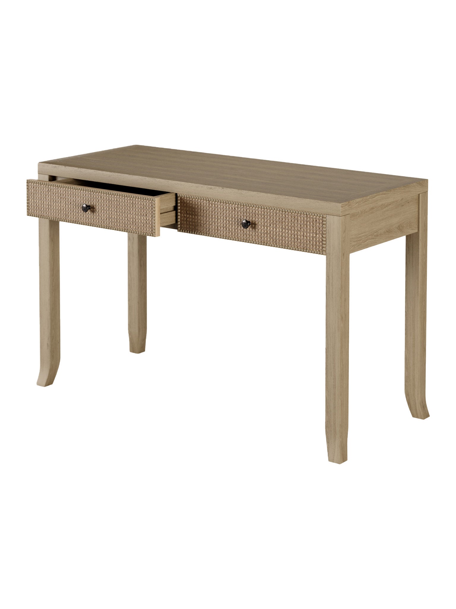 wood and rattan console table Hudson Home