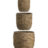 Woven Natural Seagrass and Water Hyacinth Baskets Set of 3