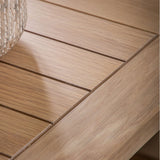 oak top, farmhouse style side table in dark navy