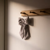 Brown & White Striped Hanging Bow