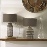 Gallio Grey Wash Wood Textured Table Lamp