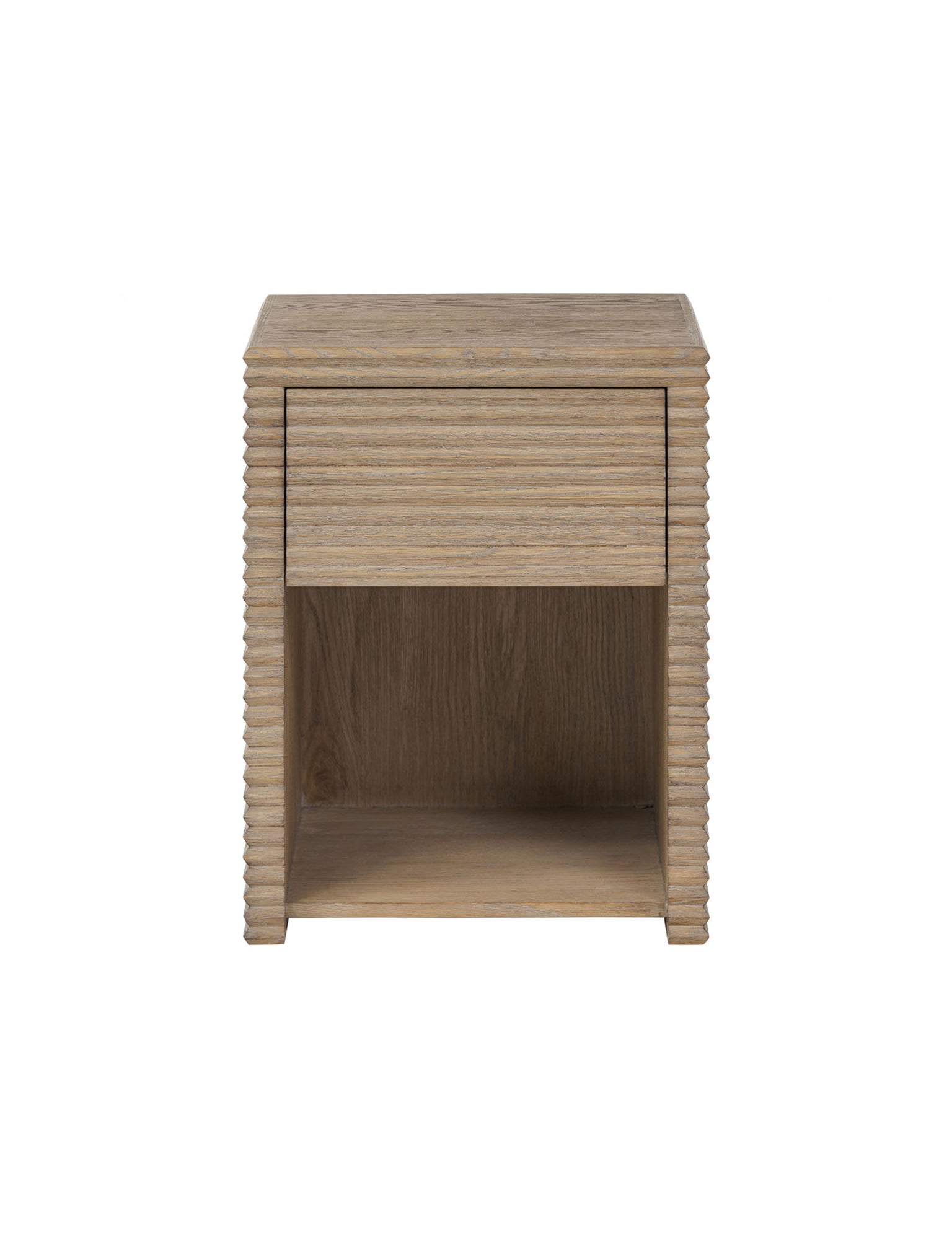 Willow Ribbed Oak Bedside Table 1 Drawer