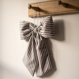 Brown & White Striped Hanging Bow