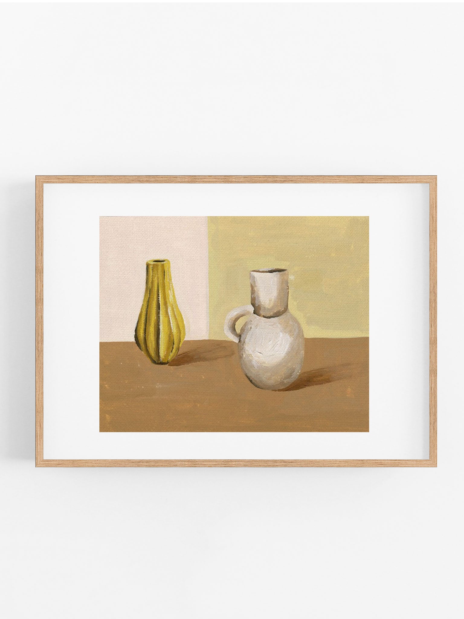 art print of a bottle and vase