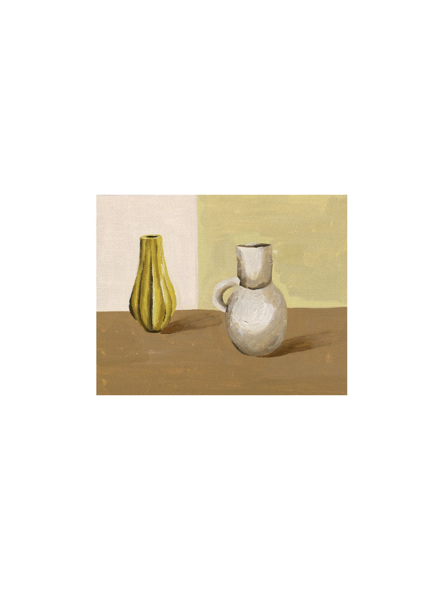 art print of a bottle and vase