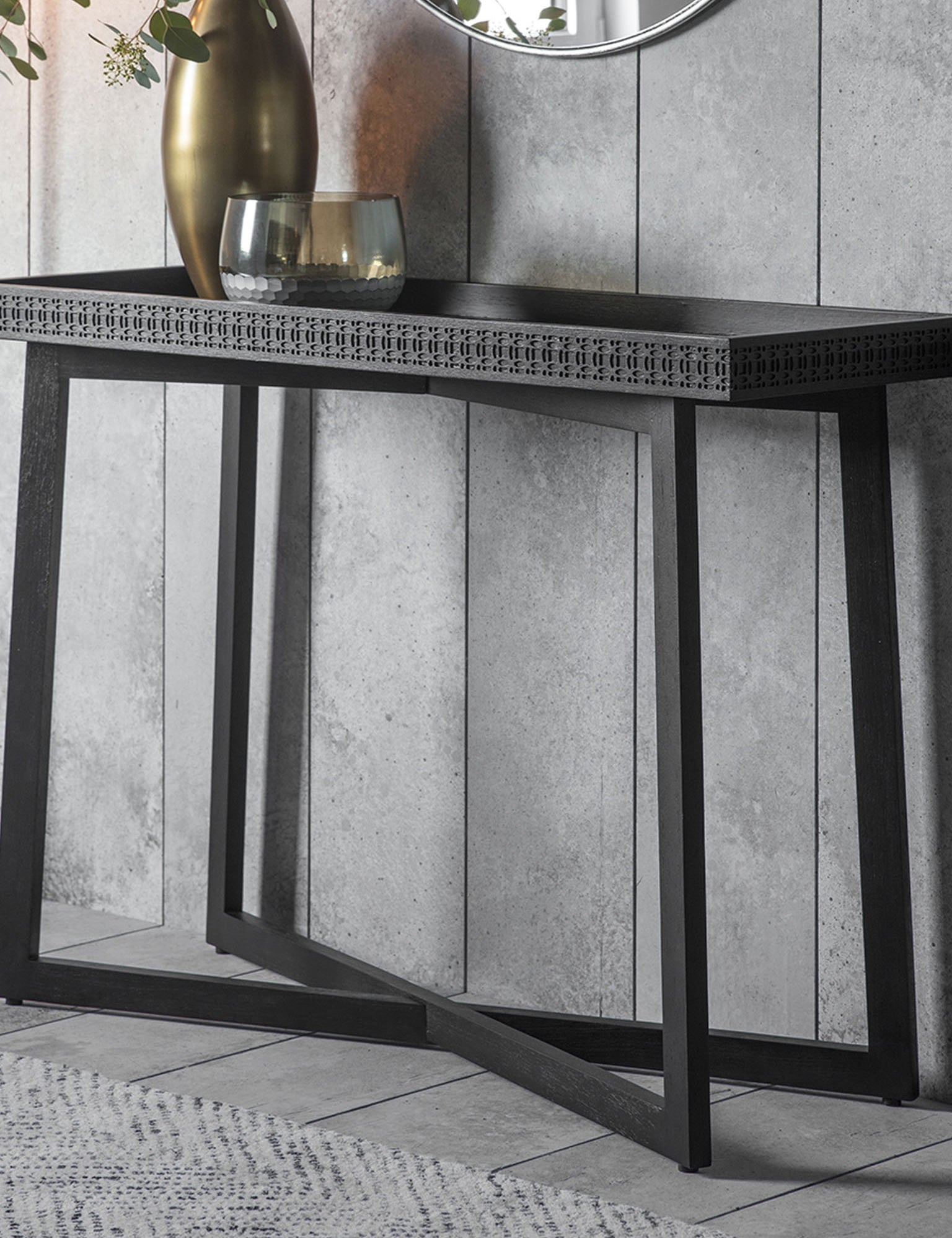 Console Table with patterned frieze