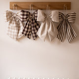 Cream and Brown Gingham Hanging Bow